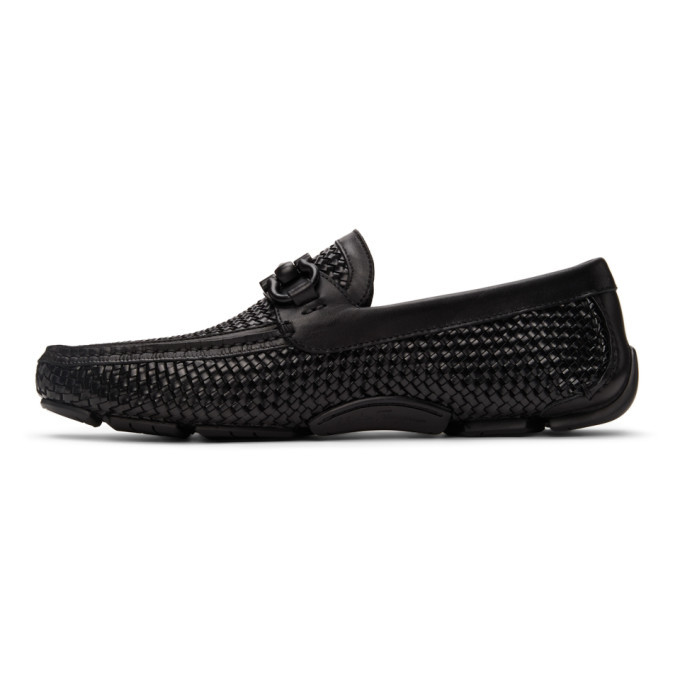Salvatore Ferragamo Black Woven Gancini Moccasin Loafers  display picture 1