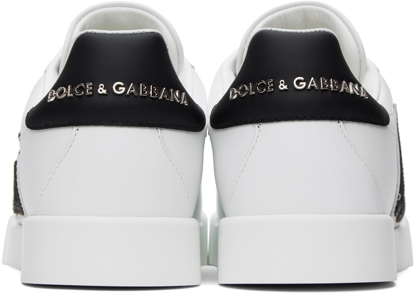 Dolce & Gabbana White & Black Calfskin Portofino DG Logo