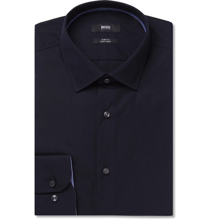 Photo: Hugo Boss - Midnight-Blue Slim-Fit Jesse Cotton-Poplin Shirt - Men - Midnight blue