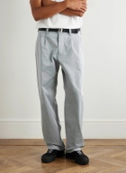 Stone Island - Marina Wide-Leg Belted Pleated Cotton-Blend Gabardine Trousers - Gray