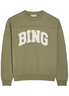 Anine Bing Trenton Logo-appliquéd Cotton Sweatshirt Green