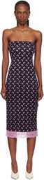 Marine Serre Black Recycled Moon Jersey Bustier Midi Dress