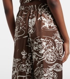 Asceno Isola printed silk twill wide-leg pants