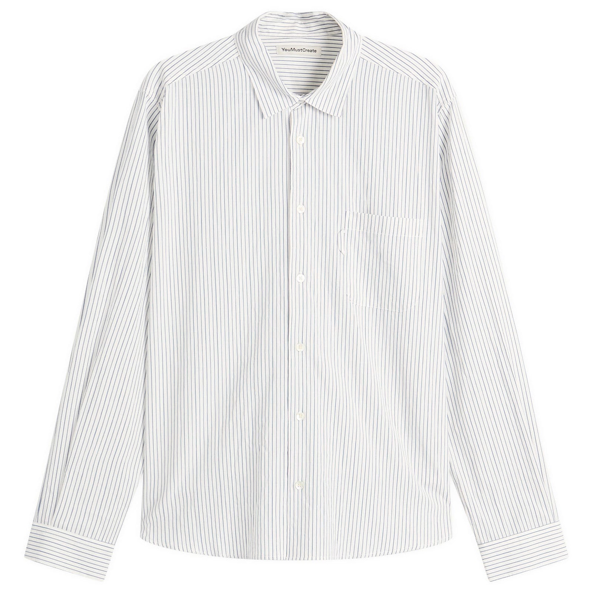 YMC Men's Curtis Stripe Shirt in Natural/Navy