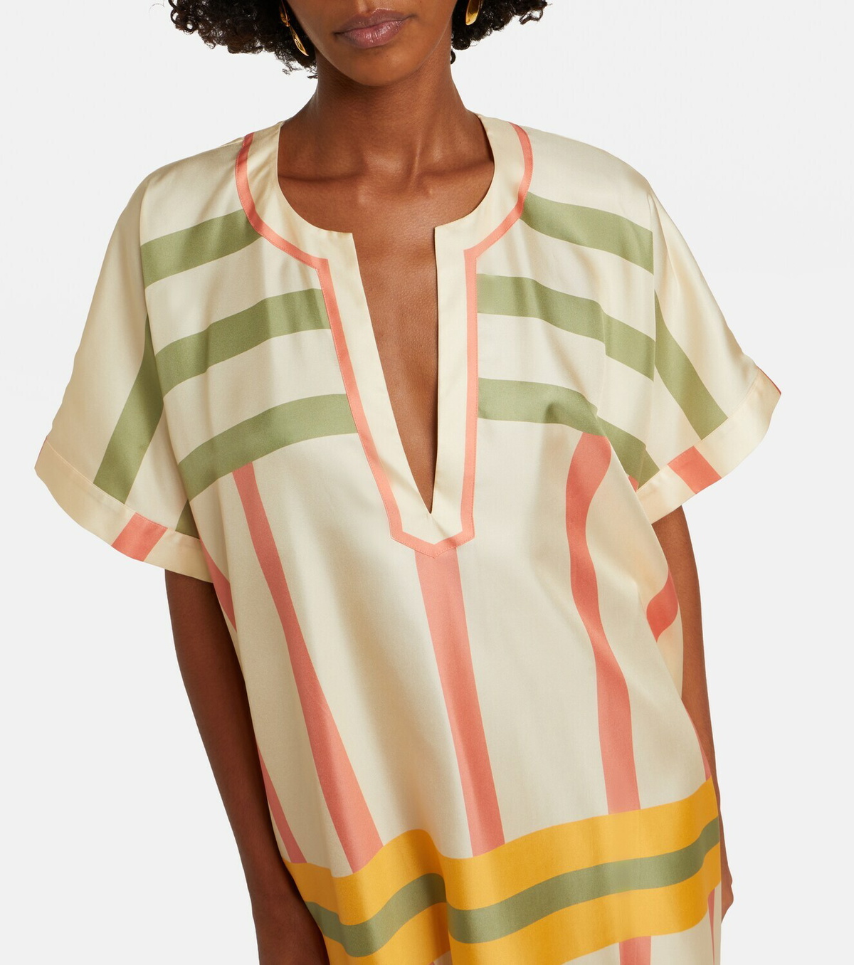 Eres Ice striped silk twil kaftan
