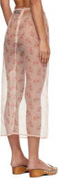 Simone Rocha Pink Sheer Frayed Column Pencil Midi Skirt