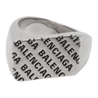 Balenciaga Silver Precious Logo Rectangle Ring