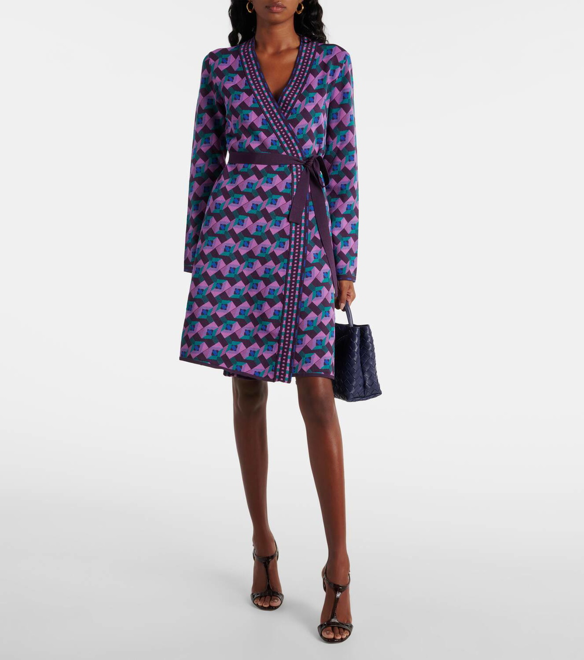 DVF ワンピース Edwina knitted jacquard wrap dress982310 Diane von Furstenberg Edwina knitted jacquard wrap dress