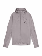 ON - POST ARCHIVE FACTION Printed Shell Hooded Running Jacket - Gray