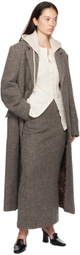 AURALEE Khaki Lama Shetland Wool Tweed Maxi Skirt