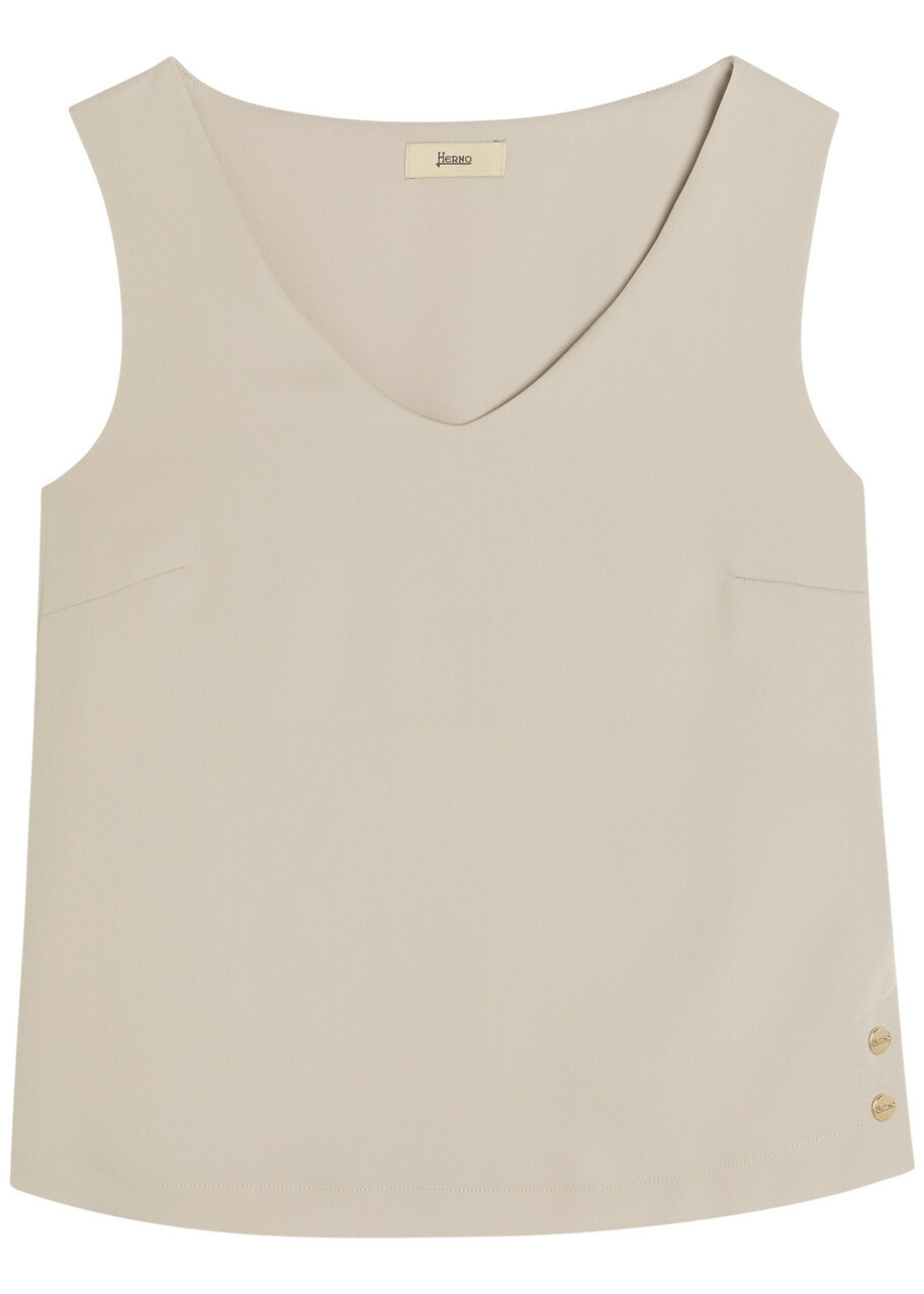 Herno V-neck Satin-crepe top Cream