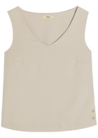 Herno V-neck Satin-crepe top Cream