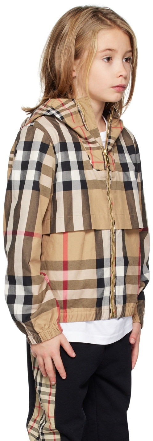 Burberry Kids Beige Contrast Check Jacket