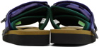 Suicoke Purple & Green MOTO-Cab Sandals