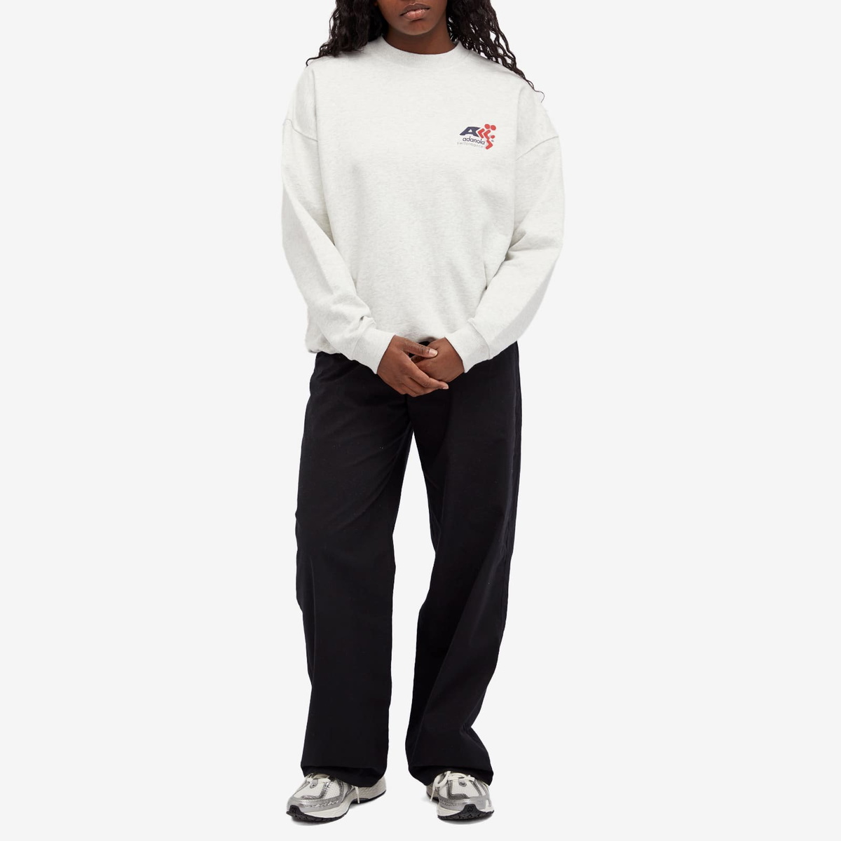 Adanola Women's Vintage Sports Oversized Sweatshirt in Light Grey