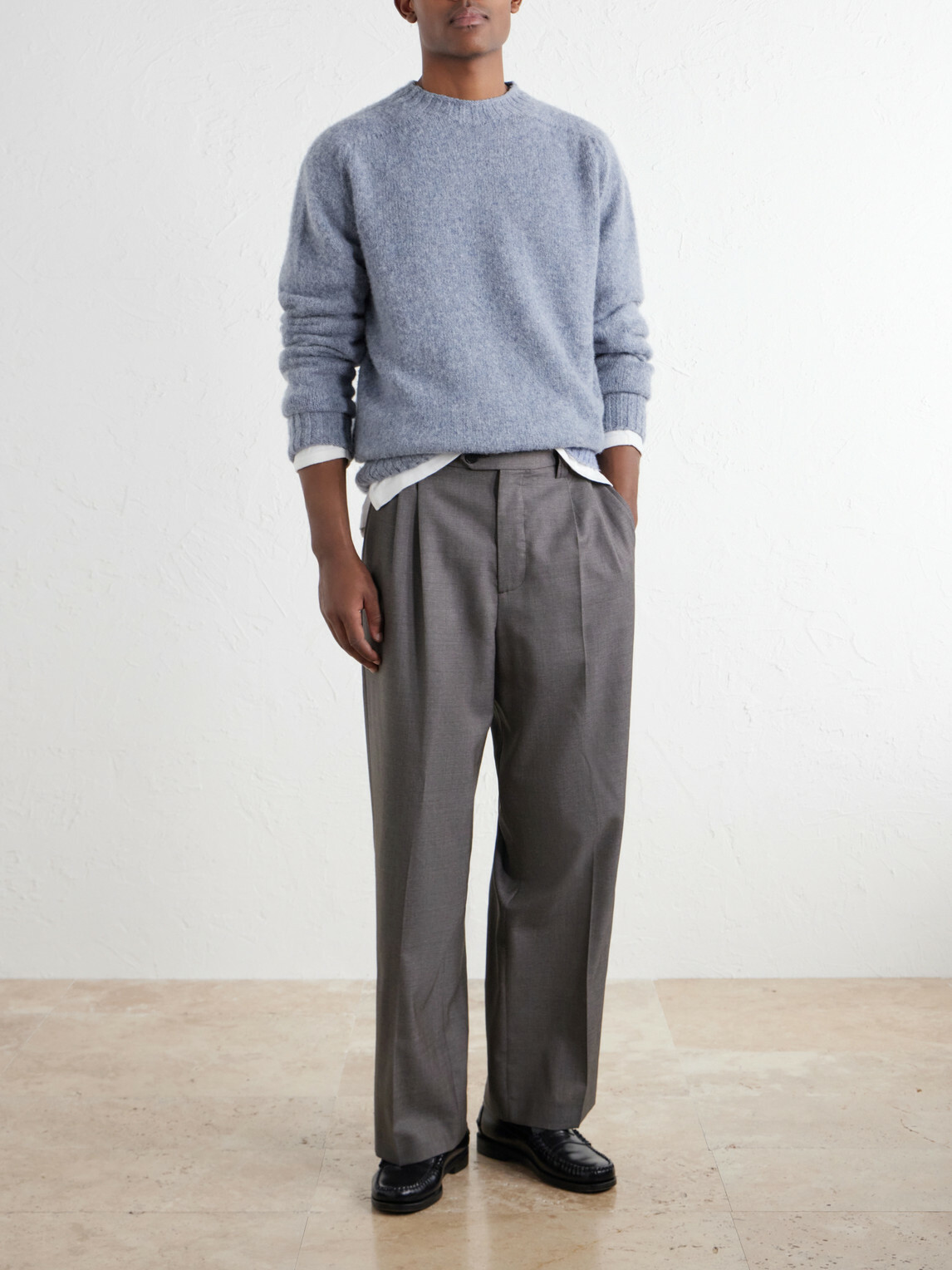 Sunspel - Brushed Shetland Wool Sweater - Blue
