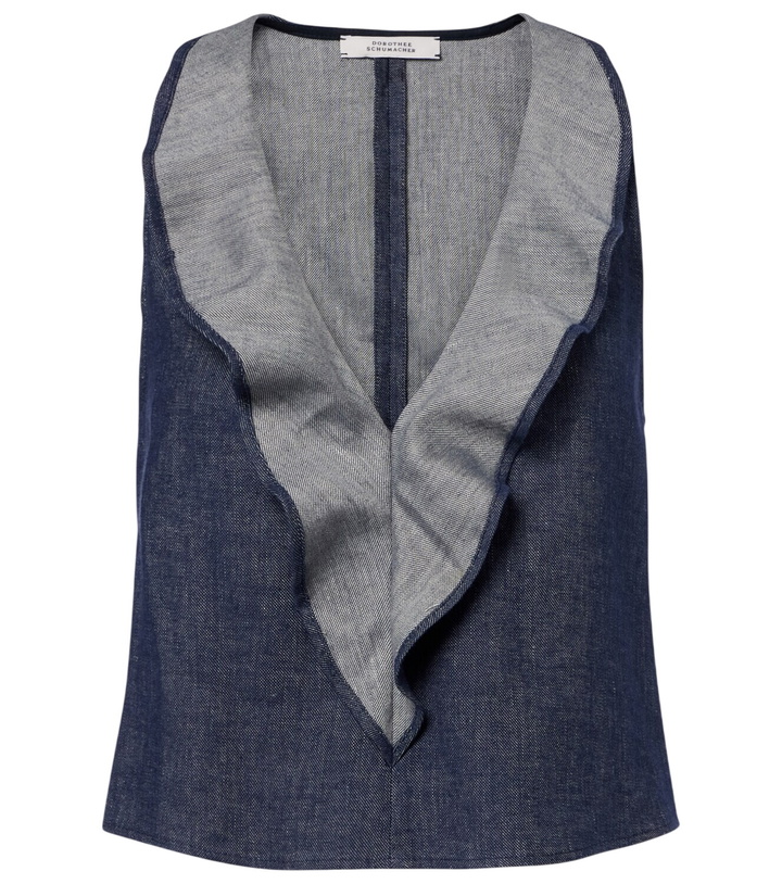 Photo: Dorothee Schumacher Fluid Denim ruffled crop top