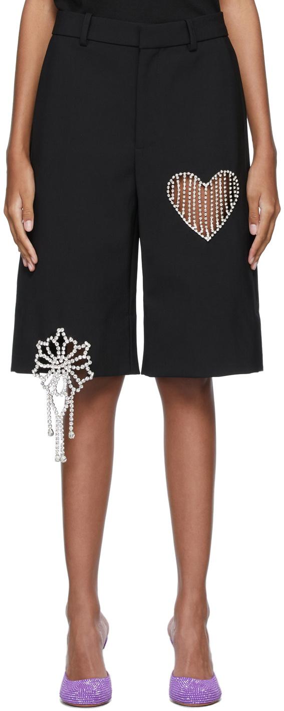 AREA Black Heart Cut-Out Shorts