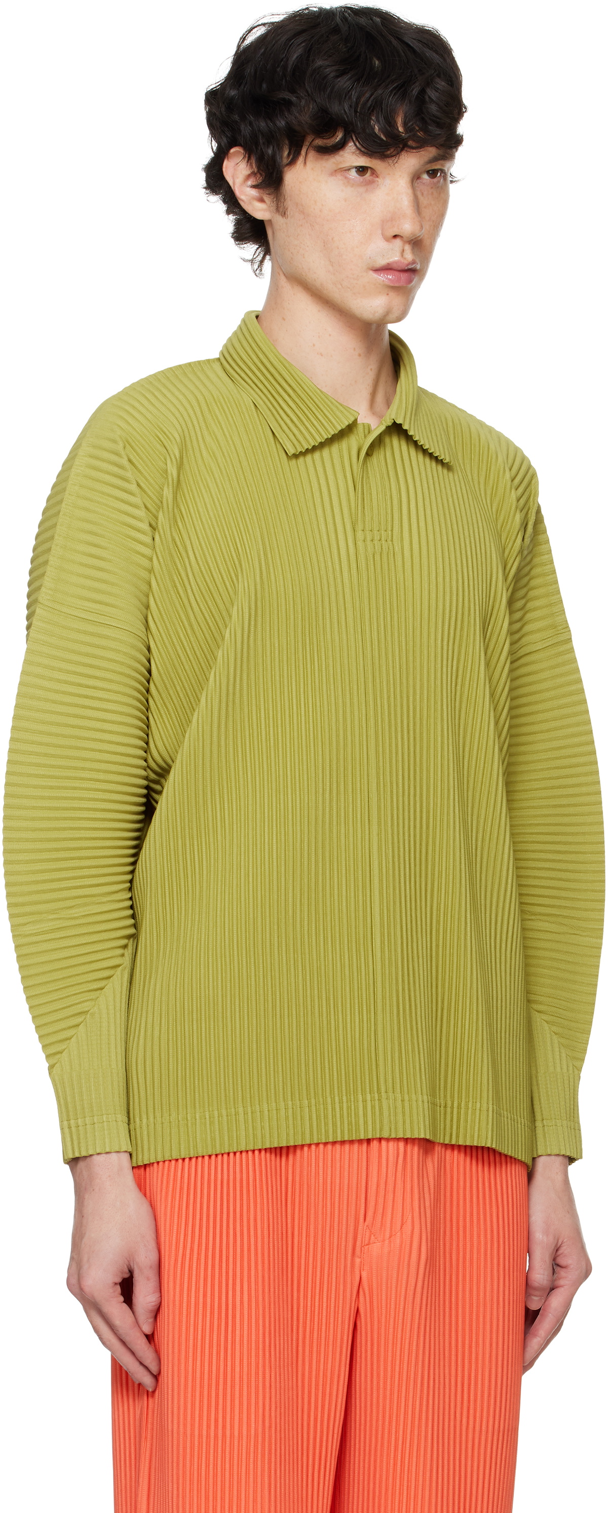 HOMME PLISSÉ ISSEY MIYAKE Green Monthly Color October Polo Homme
