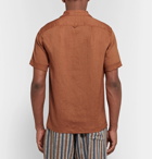 Monitaly - Camp-Collar Linen Shirt - Men - Brown