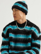 Marni - Striped Mohair-Blend Beanie - Black