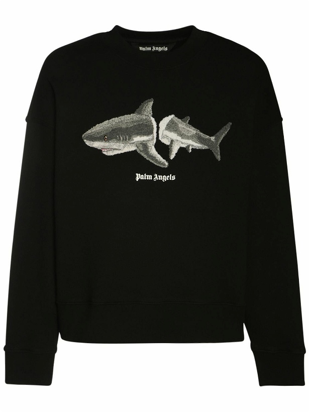 Photo: PALM ANGELS - Shark Embroidery Cotton Sweatshirt