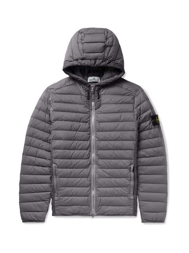 Photo: Stone Island - Logo-Appliquéd Quilted Shell Down Hooded Jacket - Gray