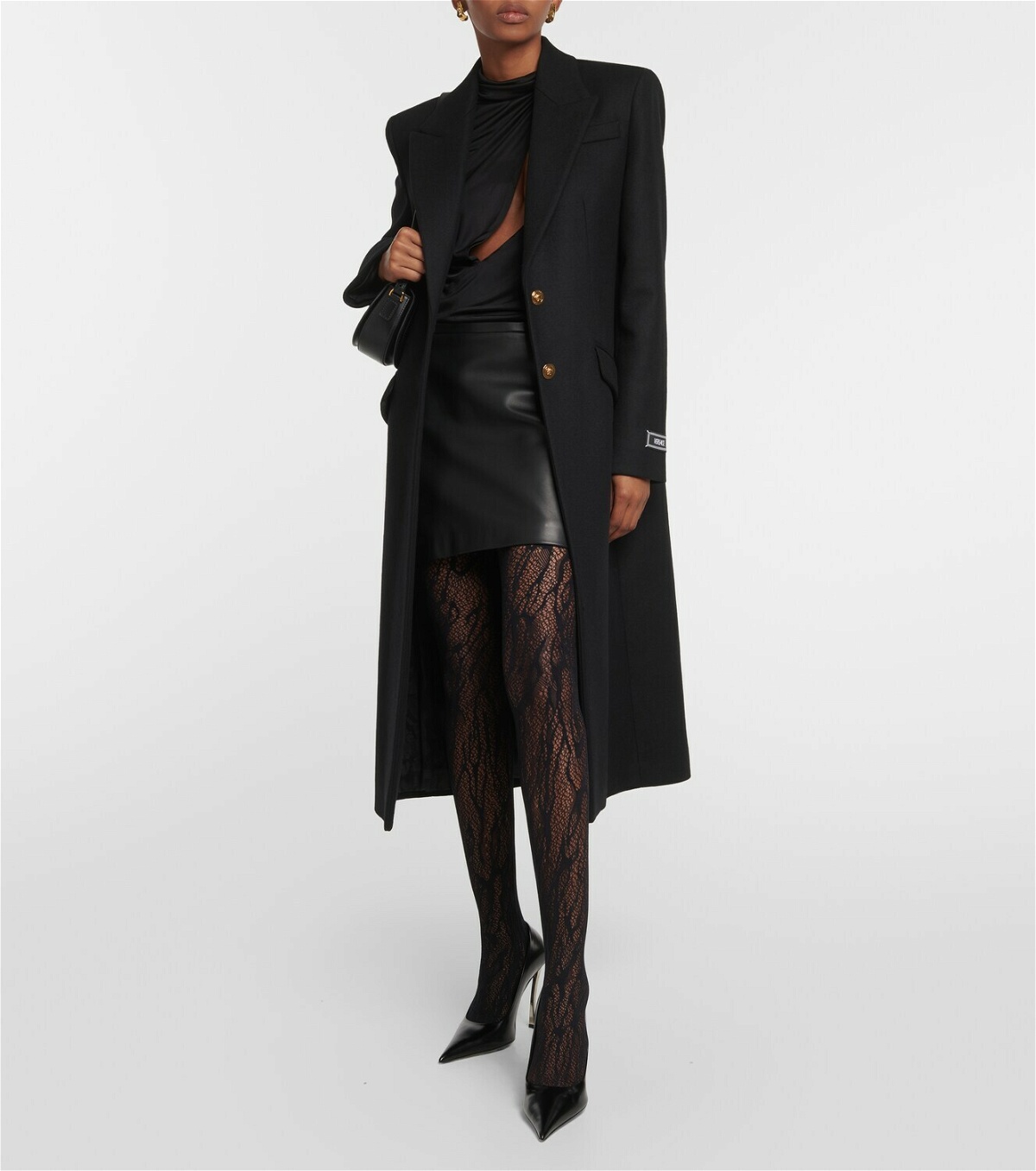 Wolford Snake-effect lace tights Wolford