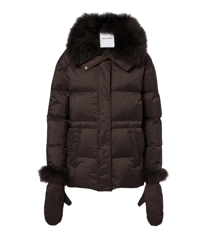 Photo: Yves Salomon Set of calf-hair trimmed down jacket and gloves