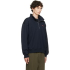 Helmut Lang Navy Logo Quarter Zip Sweatshirt