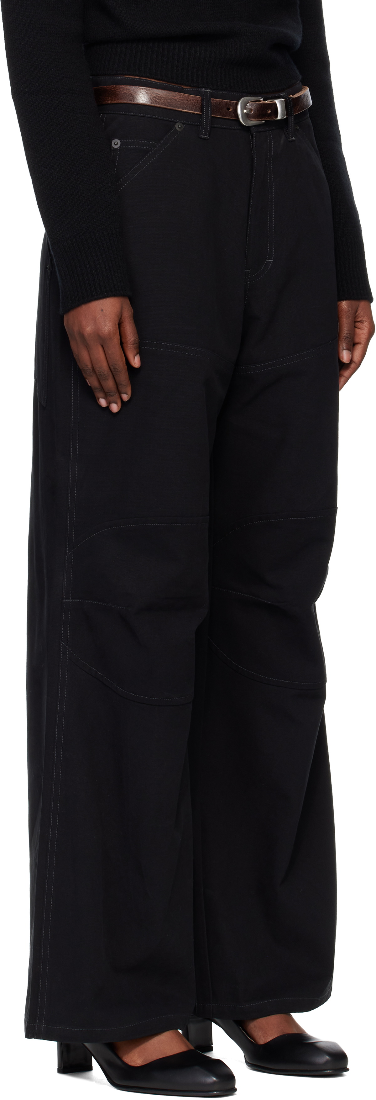 TONYWACK Black Oversized Wide-Leg Denim Jeans