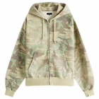 BEAMS Men's Faded Print Zip Up Hoodie in Woodland