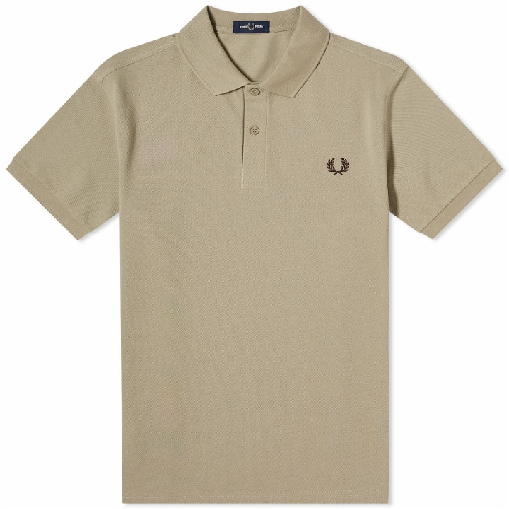Photo: Fred Perry Men's Plain Polo Shirt in Warm Grey/Brick
