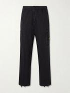 Stone Island - Wide-Leg Cotton Ripstop Cargo Trousers - Black