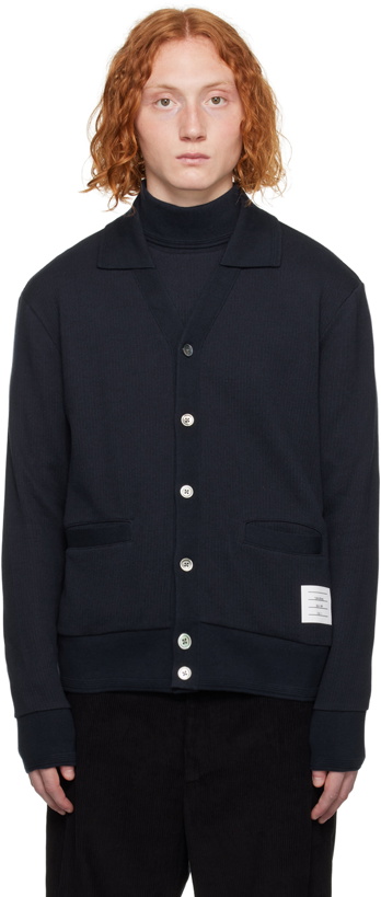 Photo: Thom Browne Navy Patch Cardigan