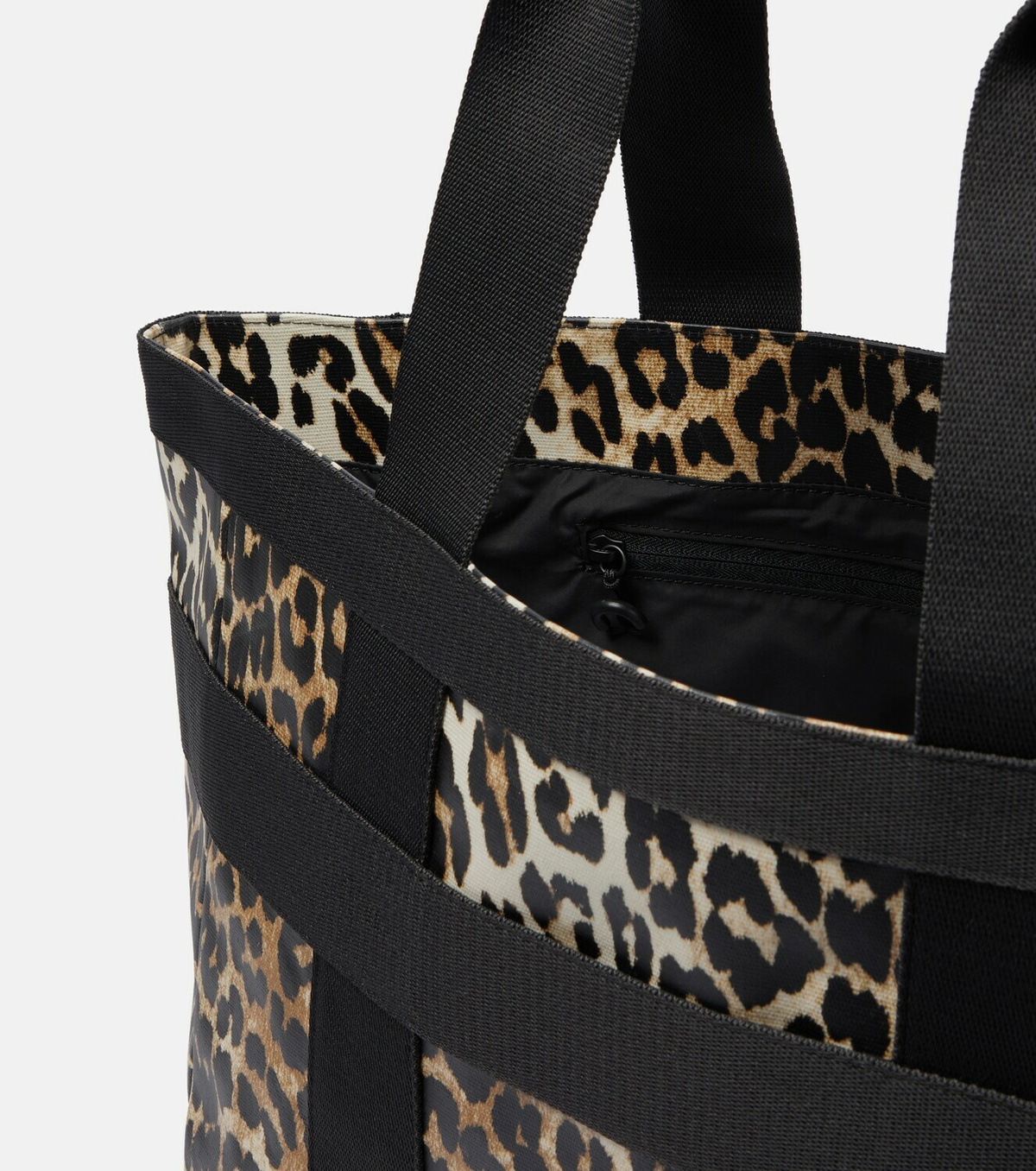 Ganni Leopardprint canvas tote bag GANNI