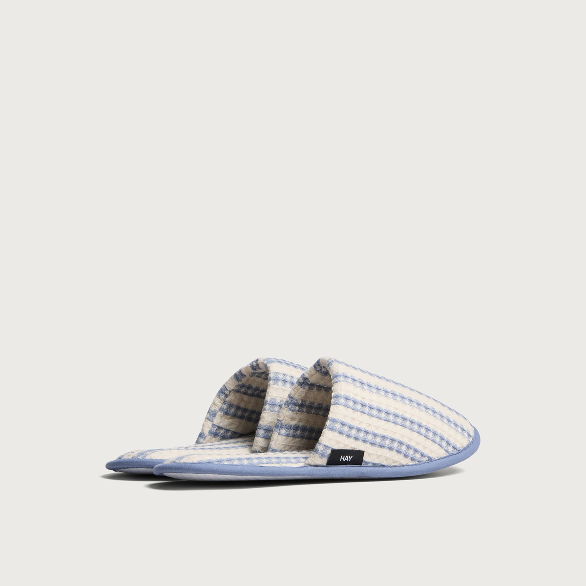 HAY Waffle Slippers in Stripe Dusty Blue