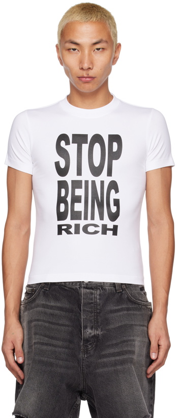 Photo: VETEMENTS White 'Stop Being Rich' T-Shirt