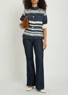 Veronica Beard Hollandale Striped Ramie Shirt Navy