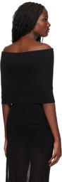 Christopher Esber Black Slashed Knit Shawl Top