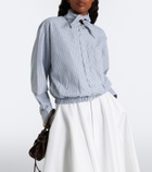 Prada Bow-detail checked cotton blouse