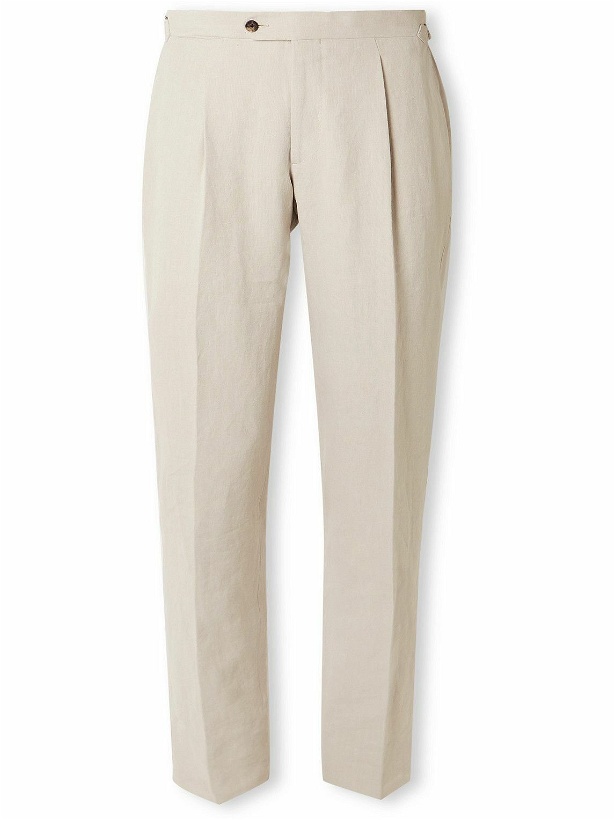 Photo: Thom Sweeney - Tapered Pleated Linen Suit Trousers - Neutrals