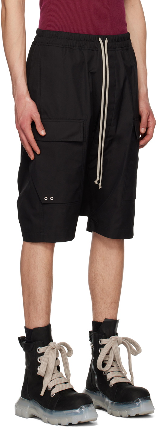 Rick Owens Black Cargo Pods Shorts Rick Owens