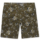Club Monaco - Maddox Floral-Print Linen and Cotton-Blend Shorts - Army green