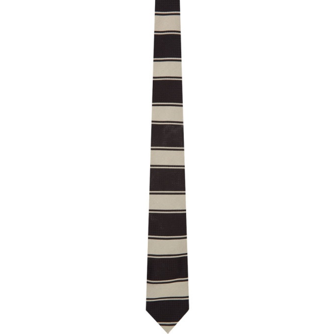 Photo: Dries Van Noten Black and Beige Striped Tie