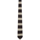 Dries Van Noten Black and Beige Striped Tie