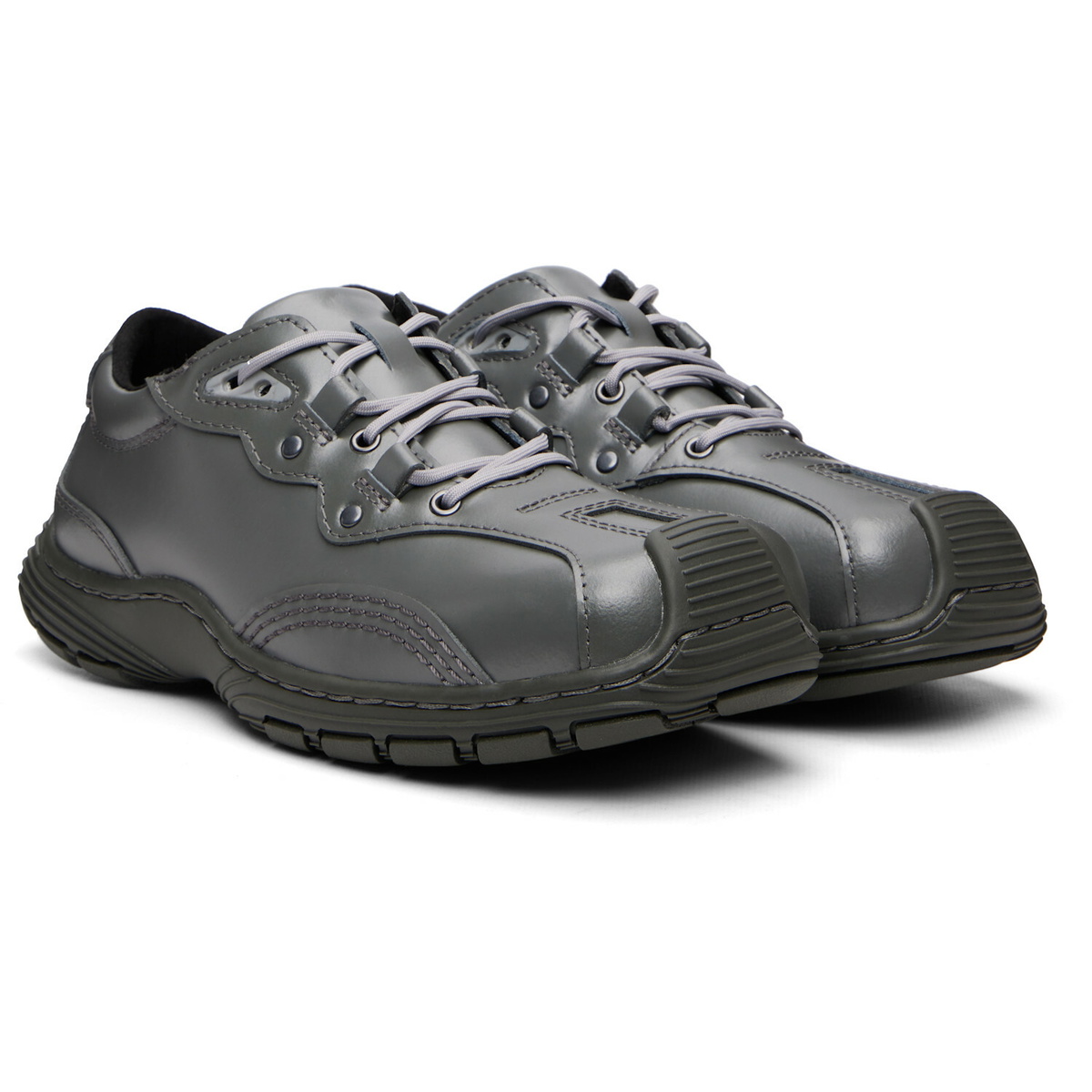Dr. Martens Gray Aurix Satin Finish Leather 5I Sneakers