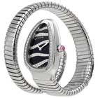 Bvlgari Serpenti Tubogas Black Dial Steel Diamond Ladies Watch 102440