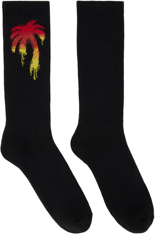 Photo: Palm Angels Black Gradient Palm Socks