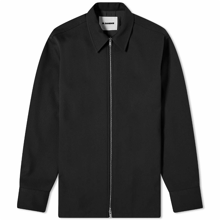 Photo: Jil Sander Men's Zip Through Cotton Overshirt in Black